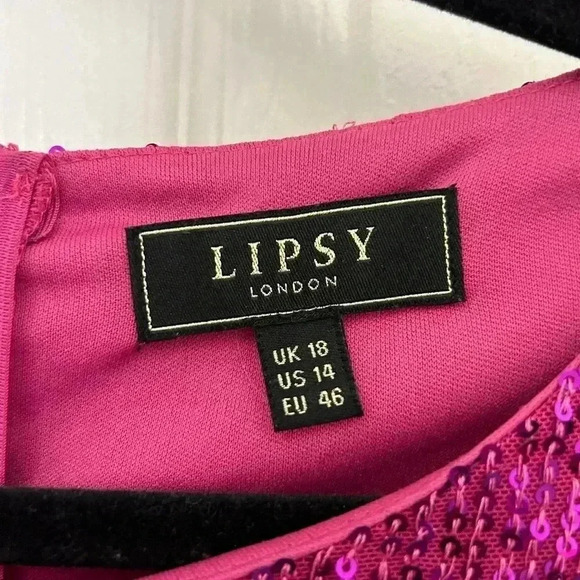 Fully sequinned  fuschia pink evening dress, plus size - Picture 7 of 16